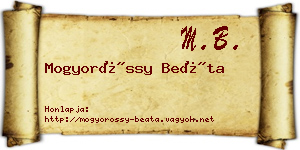 Mogyoróssy Beáta névjegykártya
